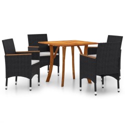 vidaXL Juego de comedor para jardín de 5 piezas negro