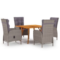 vidaXL Juego de comedor para jardín 5 piezas gris