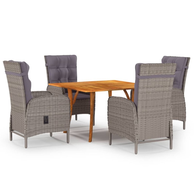 vidaXL Juego de comedor para jardín 5 piezas gris