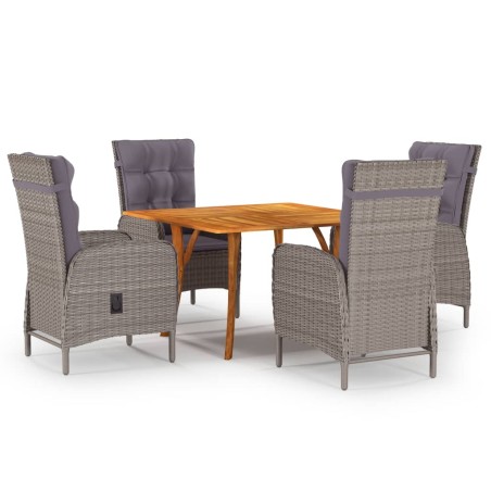 vidaXL Juego de comedor para jardín 5 piezas gris