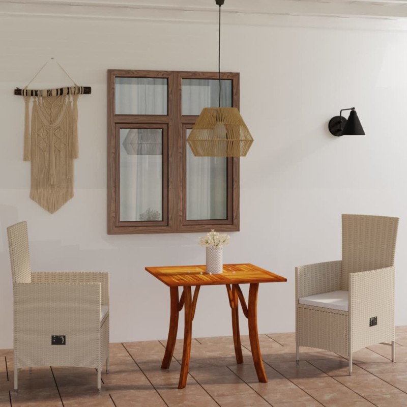 vidaXL Juego de comedor para jardín 3 piezas beige vidaXL Juego de comedor para jardín 3 piezas beige