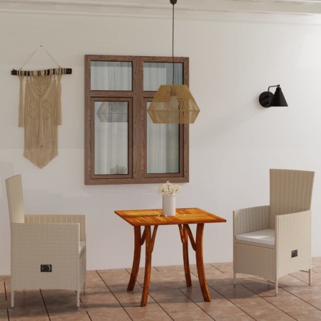 vidaXL Juego de comedor para jardín 3 piezas beige