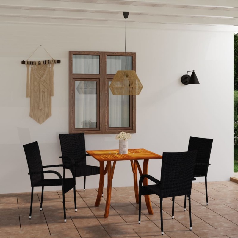 vidaXL Juego de comedor para jardín 5 piezas negro vidaXL Juego de comedor para jardín 5 piezas negro