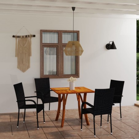 vidaXL Juego de comedor para jardín 5 piezas negro