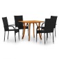 vidaXL Juego de comedor para jardín 5 piezas negro vidaXL Juego de comedor para jardín 5 piezas negro