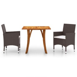 vidaXL Juego de comedor de jardín de 3 piezas marrón