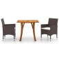vidaXL Juego de comedor de jardín de 3 piezas marrón vidaXL Juego de comedor de jardín de 3 piezas marrón