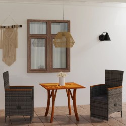 vidaXL Juego de comedor de jardín de 3 piezas gris