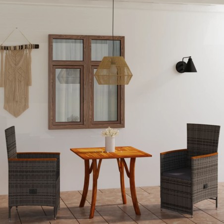 vidaXL Juego de comedor de jardín de 3 piezas gris