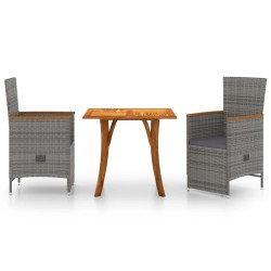 vidaXL Juego de comedor de jardín de 3 piezas gris