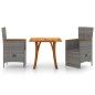 vidaXL Juego de comedor de jardín de 3 piezas gris