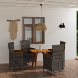 vidaXL Juego de comedor para jardín 5 piezas gris