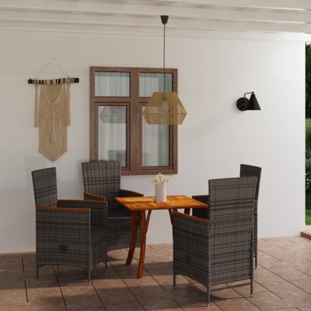 vidaXL Juego de comedor para jardín 5 piezas gris
