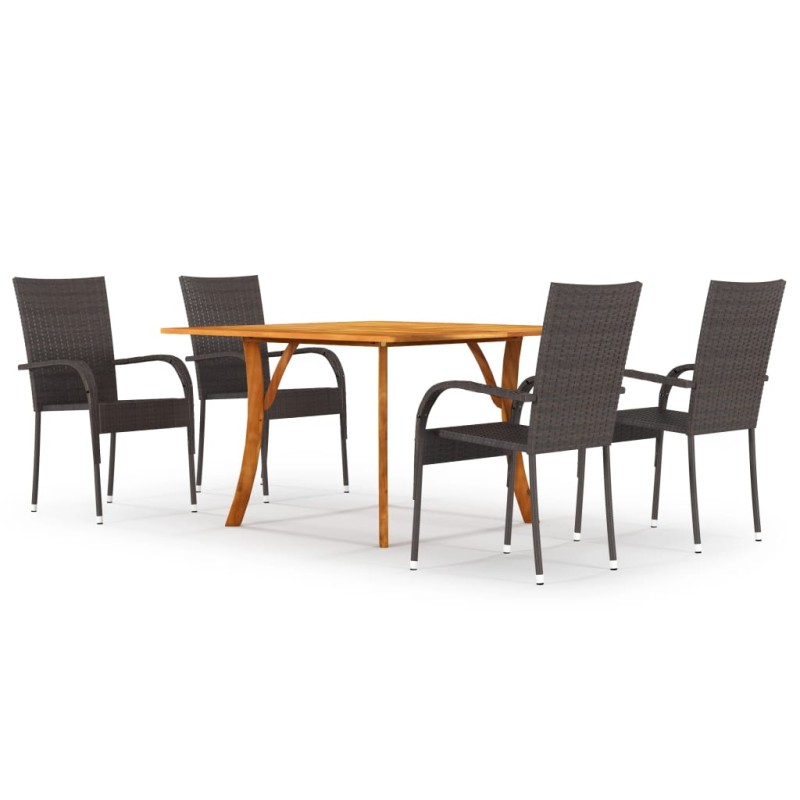 vidaXL Juego de comedor para jardín 5 piezas marrón