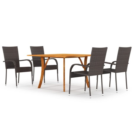 vidaXL Juego de comedor para jardín 5 piezas marrón