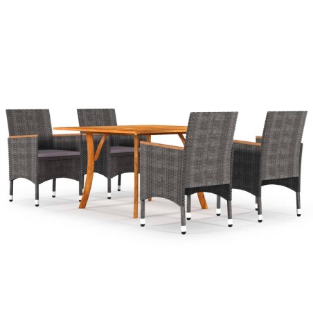 vidaXL Juego de comedor para jardín de 5 piezas gris