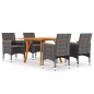 vidaXL Juego de comedor para jardín de 5 piezas gris vidaXL Juego de comedor para jardín de 5 piezas gris