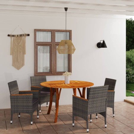 vidaXL Juego de comedor para jardín de 5 piezas gris