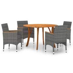 vidaXL Juego de comedor para jardín de 5 piezas gris