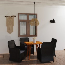 vidaXL Juego de comedor para jardín 5 piezas negro