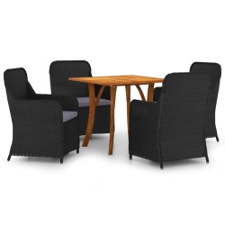 vidaXL Juego de comedor para jardín 5 piezas negro
