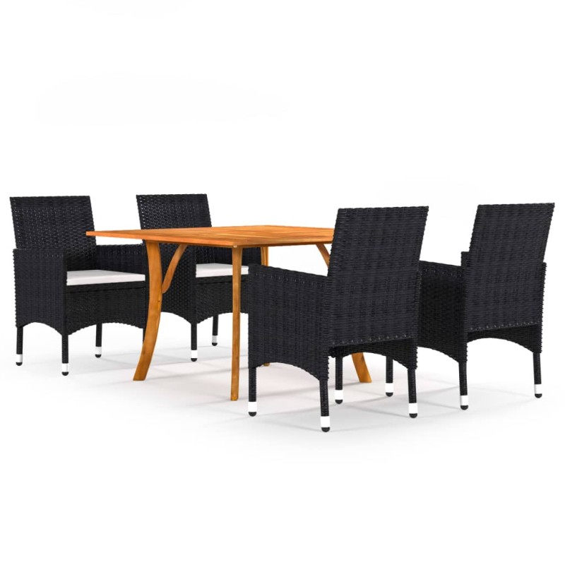 vidaXL Juego de comedor para jardín de 5 piezas negro