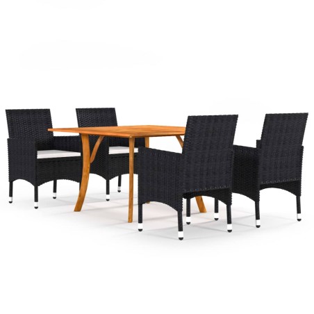 vidaXL Juego de comedor para jardín de 5 piezas negro