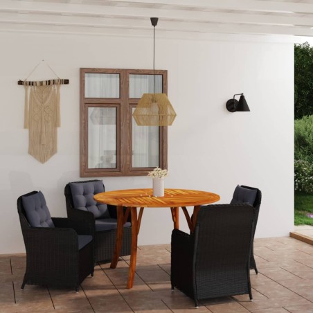 vidaXL Juego de comedor para jardín 5 piezas negro
