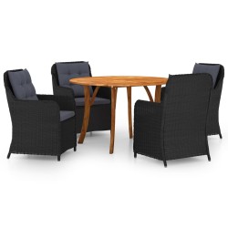 vidaXL Juego de comedor para jardín 5 piezas negro