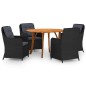 vidaXL Juego de comedor para jardín 5 piezas negro vidaXL Juego de comedor para jardín 5 piezas negro
