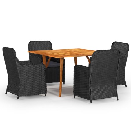 vidaXL Juego de comedor para jardín 5 piezas negro