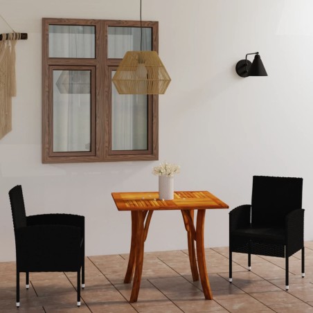 vidaXL Juego de comedor de jardín 3 piezas negro