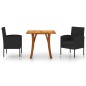 vidaXL Juego de comedor de jardín 3 piezas negro
