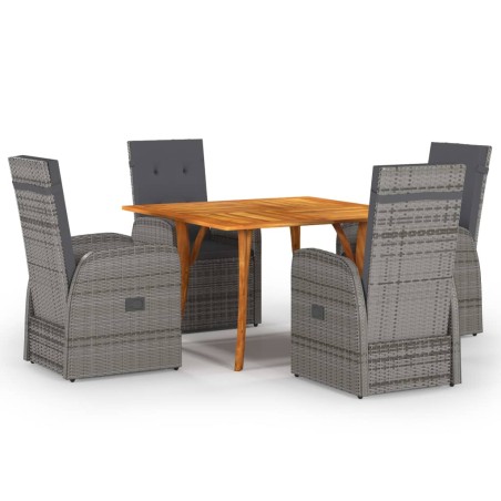 vidaXL Juego de comedor para jardín 5 piezas gris