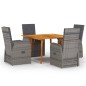 vidaXL Juego de comedor para jardín 5 piezas gris