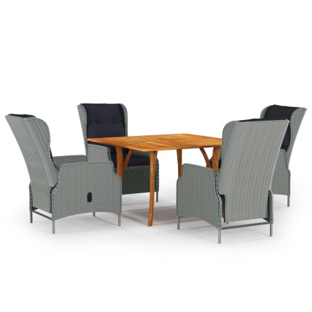 vidaXL Juego de comedor para jardín de 5 piezas gris claro