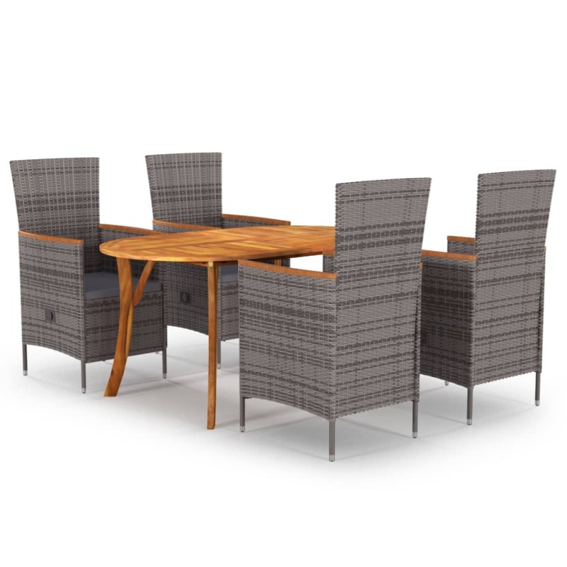 vidaXL Juego de comedor para jardín 5 piezas gris vidaXL Juego de comedor para jardín 5 piezas gris