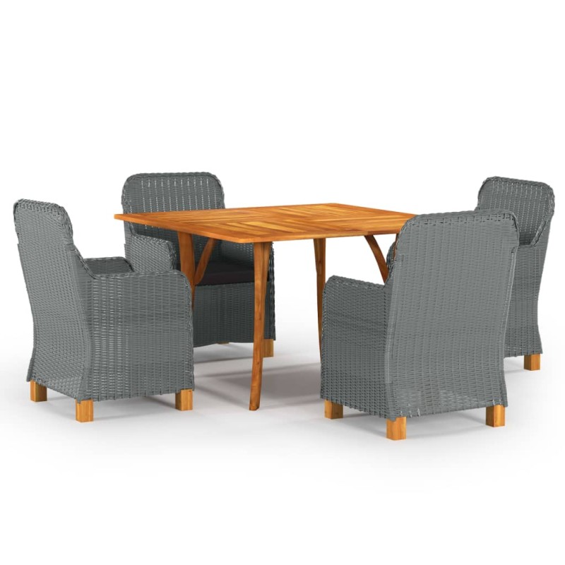 vidaXL Juego de comedor para jardín de 5 piezas gris claro vidaXL Juego de comedor para jardín de 5 piezas gris claro