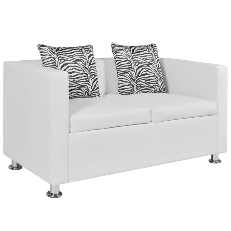 vidaXL Sofá de 2 plazas de cuero artificial blanco vidaXL Sofá de 2 plazas de cuero artificial blanco