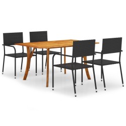 vidaXL Juego de comedor para jardín de 5 piezas negro