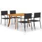 vidaXL Juego de comedor para jardín de 5 piezas negro vidaXL Juego de comedor para jardín de 5 piezas negro