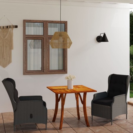 vidaXL Juego de comedor para jardín 3 piezas gris claro