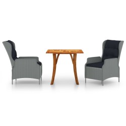 vidaXL Juego de comedor para jardín 3 piezas gris claro