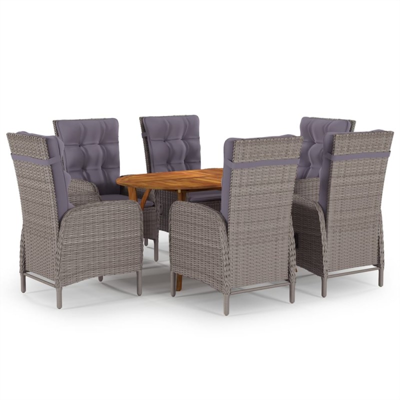 vidaXL Juego de comedor de jardín de 7 piezas gris vidaXL Juego de comedor de jardín de 7 piezas gris