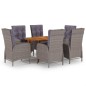 vidaXL Juego de comedor de jardín de 7 piezas gris vidaXL Juego de comedor de jardín de 7 piezas gris
