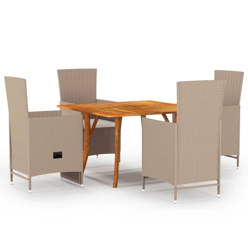 vidaXL Juego de comedor para jardín 5 piezas beige vidaXL Juego de comedor para jardín 5 piezas beige