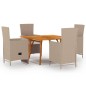 vidaXL Juego de comedor para jardín 5 piezas beige vidaXL Juego de comedor para jardín 5 piezas beige