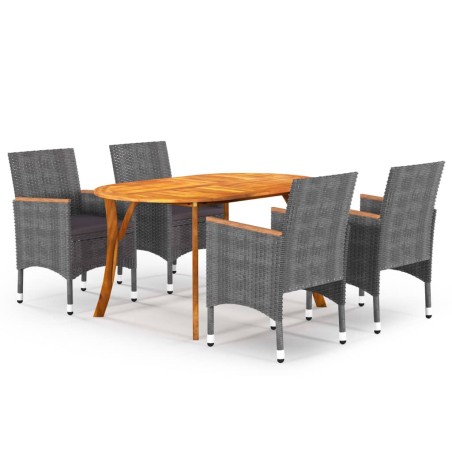 vidaXL Juego de comedor para jardín de 5 piezas gris