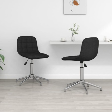 vidaXL Sillas de comedor giratorias 2 unidades tela negro