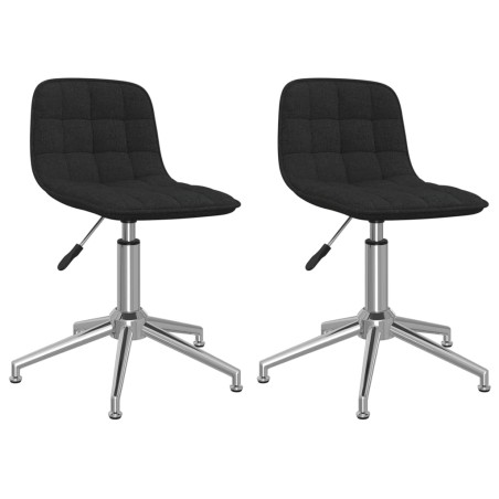 vidaXL Sillas de comedor giratorias 2 unidades tela negro